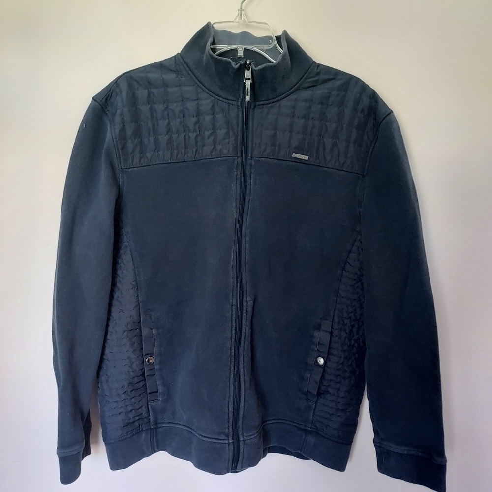 Calvin Klein Navy Blue Full Zip Jacket XL Edgy Preppy Grandpacore Dark Academia